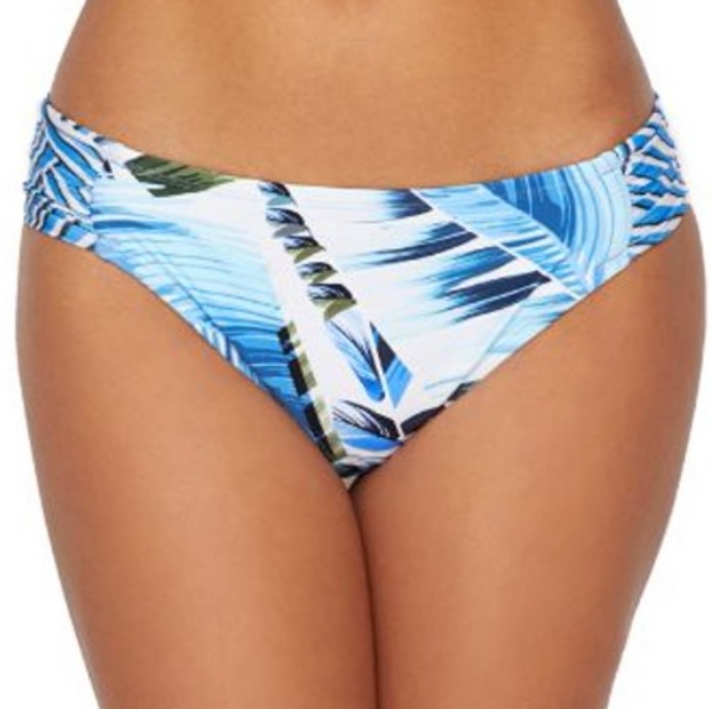 La Blanca Two Cool Side Shirred Hipster Bikini Bottom Blue 10